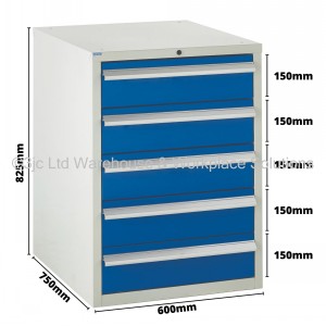 Euroslide Storage Cabinet 5 Drawer 825mm Type 1